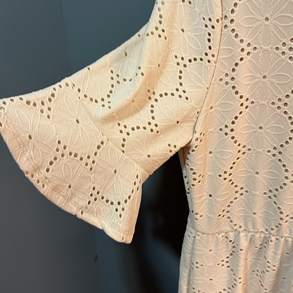 Ivory Eyelet Dress Boho Style Size Large - Picture 3 of 8
